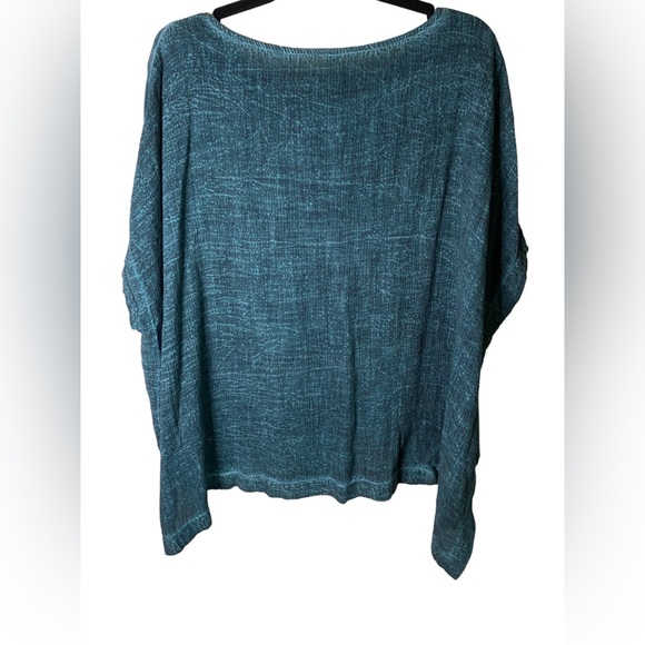 Amadi | XS/S Teal Dolman Short Sleeve Linen Blend Top - Picture 6 of 6